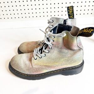 Dr Martens |1460 Pascal J Rainbow Iridescent Boots Kids Youth Size 4M 5L Lace Up
